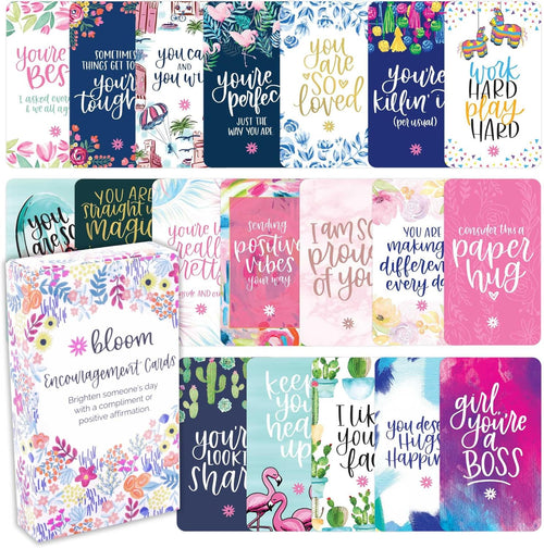 bloom daily planners Encouragement Card Deck - Cute Inspirational Quote Notecards - Set of Thirty 2" x 3.5" - Assorted Designs
